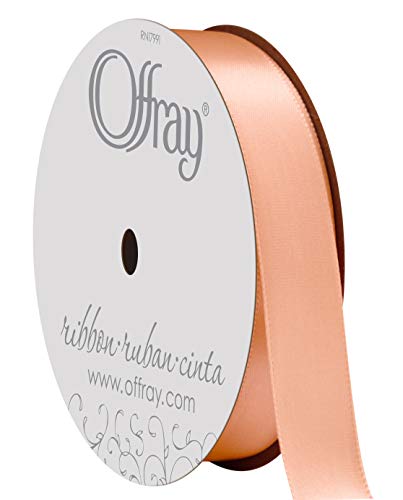 Image of Berwick Offray 808755 5 /8 inch Wide Single Face Satin Ribbon, Tangerine Coral Orange, 6 Yds