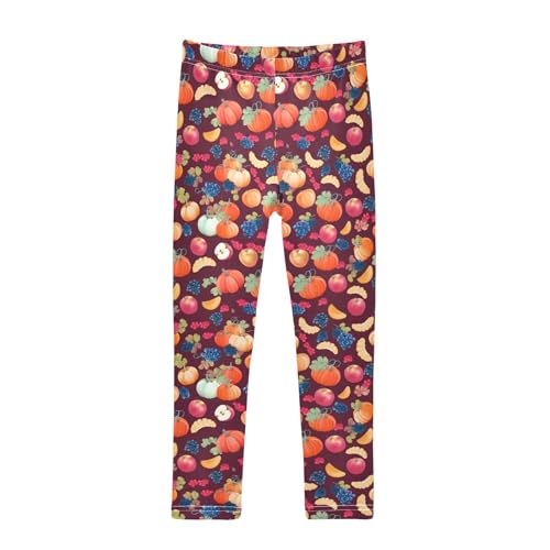 senya Girls Printed Leggings Yoga Pants Pumpkin Fruit Pattern for Kids in 4t to 10 Years, 4T