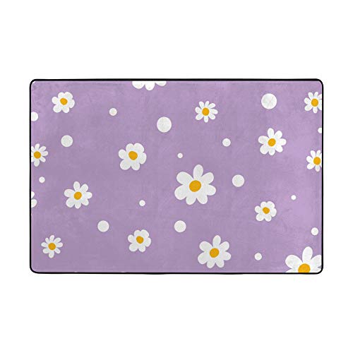 Tapis de salon grand format motif fleurs violettes durable - 6