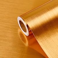 Assnit Gold Sticky Back Plastic Permanent Vinyl Roll Gold Metallic Self Adhesive Vinyl for Silhouette Cameo, Home Decal Home Decor DIY, Easy to Clear 30X300cm