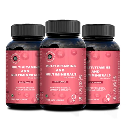 Image of CUREFOREVER Multivitamin Tablets for Women with Vitamin C, Zinc & Biotin | Complete Multivitamin for Women's Wellness | Supports Energy, Bone Health, Skin & Immunity - 180 Tablets