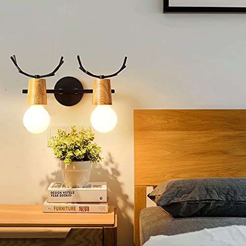 Lámpara de metal de madera de pared de diseño nórdico elegante para restaurante 4