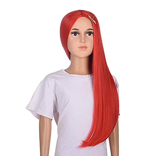 Girls Costume Wig Coraline Straight Long Red Kids Party Halloween Wig (Red) #TOP3