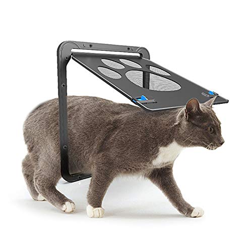 AZXAZ Puerta magnética para mascotas con aleta para gatos pequeños y perros, 2 vías, instalación rápida, color negro Cover