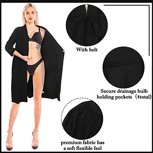 Bonuci Recovery Robe Post Mastectomy Breast Cancer Gift Women Breast Surgery Robe with Internal Pockets for Post Operative3