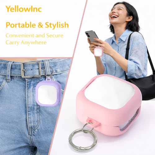 Image of Hybrid Lock Clear Case Cover for Samsung Galaxy Buds 4 and 4 Pro with Phone Stand & Carabiner (White, Transparent with Stand)