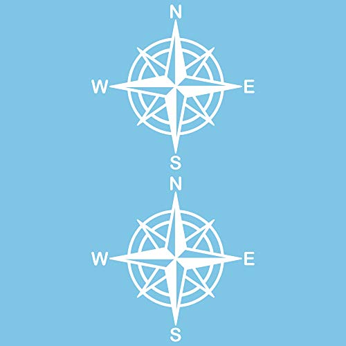 Autodomy Pack 2 Unita Bussola Rosa dei Venti Adesivo | Adesivo Rosa dei Venti Auto 4x4 Resistente Pioggia e UV | Adesivi per Auto Esterni, Camper,Moto Facile Applicare (Bianco, 20 cm)