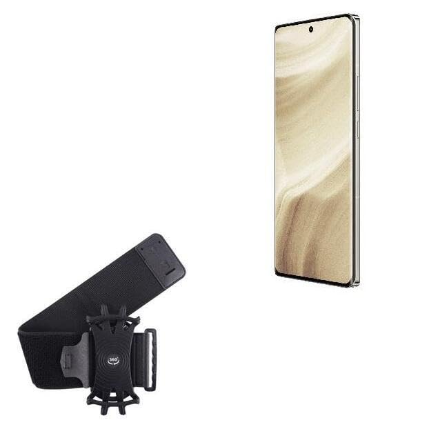 BoxWave Holster Compatible with Realme GT5 Pro - ActiveStretch Sport Armband, Adjustable Armband for Workout and Running - Jet Black