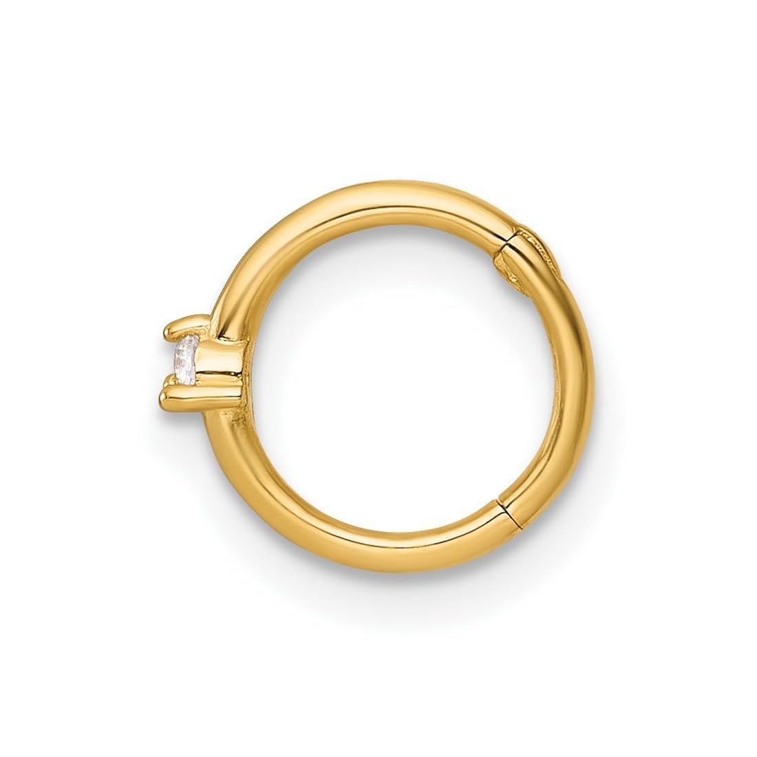 Knorpelring aus 14 Karat massivem Gold, 18 Gauge, polierter Zirkonia, simulierter Diamant, 8,0 mm, aufklappbarer Knorpelring, Schmuckgeschenk für Mutter, One Size, Zirkonia Edelstein Metall, Zirkonia