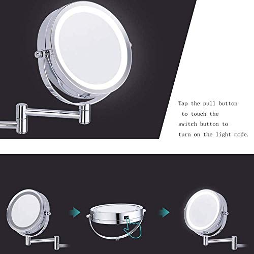 Miroir rond grossissant de maquillage et rasage double face pour salle de bain
