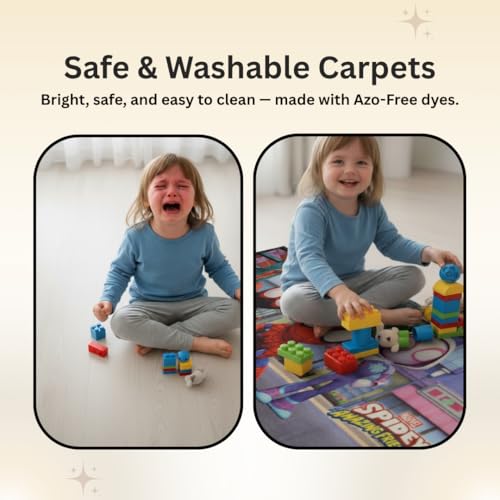 Image of Athom Living Spidey Runner Carpet 2x4.5 Ft, Soft Printed Mat with Anti-Skid Backing, Durable Washable Runner for Kids Bedroom, Play Area & Playroom Decor