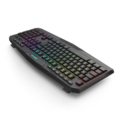 Teclado Gamer Redragon Harpe, Membrana, RGB, ABNT2, Wireless - K503-KS - Preto