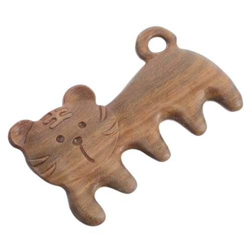 COLLBATH Sandalwood Scalp Massager Comb Hair Care Tool Tiger Design Multi-Functional Massage for Home On-The-go