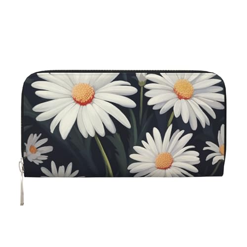 Daisy Leather Wallet For Women Girl, Zip Around Credit Card Holder Long Pu Wallet Clutch Purse Waterproof Travel Handbag