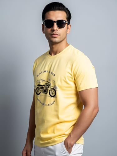 Image of ADRO Men's Royal Bike Design Printed 100% Cotton T-Shirt - Regular Fit, Printed T-Shirts for Men