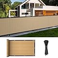 Cliselda 3ft x 50ft Privacy Fence Screen, Heavy Duty Fencing Mesh Shade Cover Fencing for Outdoor Yard Wall Garden Backyard, Cable Zip Ties Included (3' x 50', Sand)