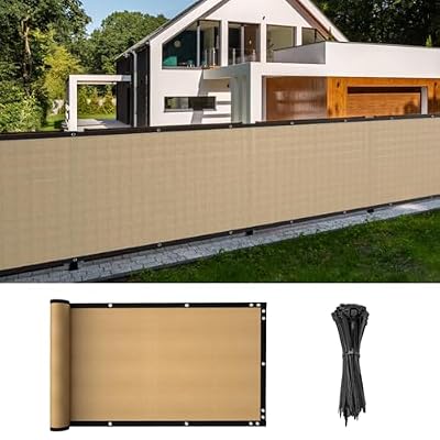 Cliselda 3ft x 50ft Privacy Fence Screen, Heavy Duty Fencing Mesh Shade Cover Fencing for Outdoor Yard Wall Garden Backyard, Cable Zip Ties Included (3' x 50', Sand)