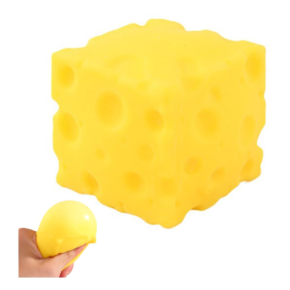 Cheese Stress Relief Soft Novelty Toy, Squishy Squeeze Cheese Block, Unbreakable Cheese Figurine Simulation Cheeses Food Squeeze Toy, 1.97 Inch Squishy Cheeses Stress Ball