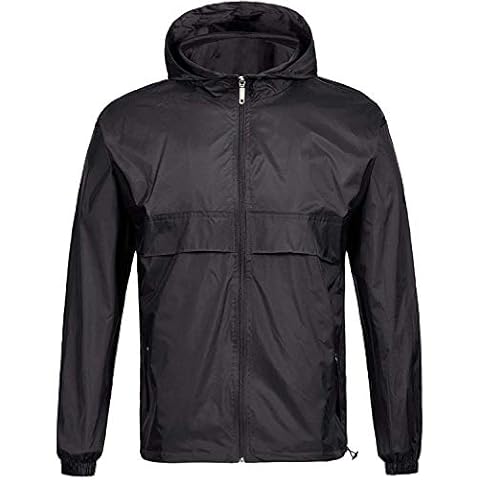 GEEK LIGHTING Men's Rain Jacket, Outdoor Zipper Waterproof Lightweight Raincoat Windbreaker With Hooded Small A black(rain Jacket) Cover