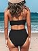 CUPSHE Bikini Sets for Women Two Piece Swimsuits High Waisted Twist Front Adjustable Spaghetti Straps V Neck Back,S Black/Green