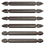 Rhino Tool JIS B4633 1/4'' Hex Screw Driver Bits | +1 +2 +3 X 75mm Double Ended - 6 Pcs, One Size