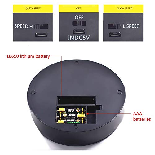 Aigico Motorized Rotating Stand, Battery/Usb Double Used Display Turntable For Photography Jewelry Cake, 3D Curing Resin Prints Spinner Shelf(Black) #TOP2