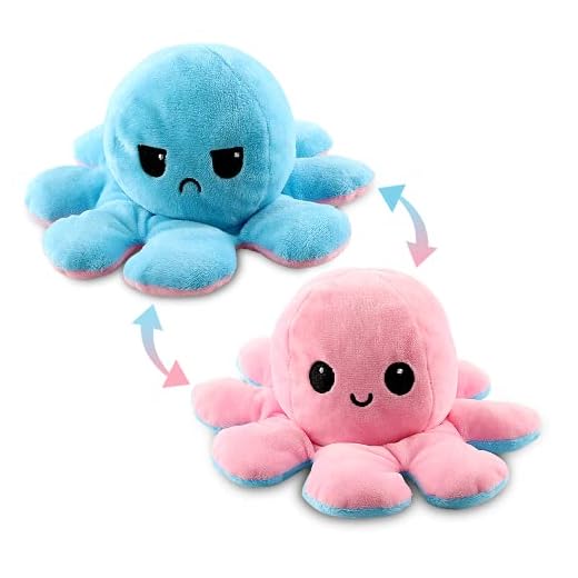 Esportic Peluche de Pulpo Reversible Prime - Pulpito Flip de Doble Cara - Juguete Suave como Regalo de Cumpleaños para Niños y Adultos