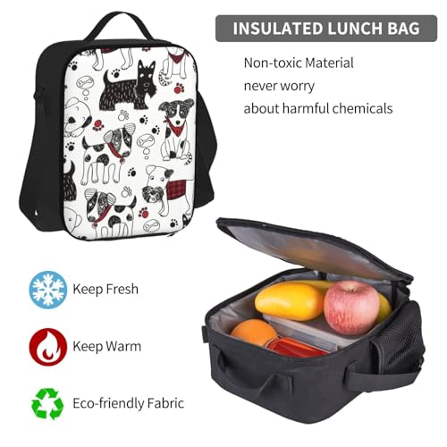 Sac à dos d'école assortis Lovely Dogs noir avec boîte à déjeuner - 7