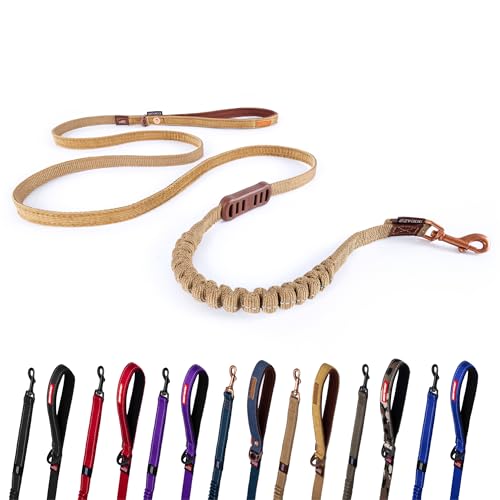 EzyDog Zero Shock LITE Dog Lead - Bungee Lead for Small Dogs Under 12kg - Shock Absorber with Soft Double Handle, Accessory D-Ring & Reflective Trim Dog Leash, 1.2m (Corduroy, 1.2m)