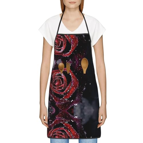 Jmorco Modische Ananas-Schürzen mit 2 Taschen, Unisex-Kochschürzen, verstellbare Kochschürzen für Zuhause, Küche, Restaurant, Cafés, Garten, Grill, Dew Rose, Einheitsgröße