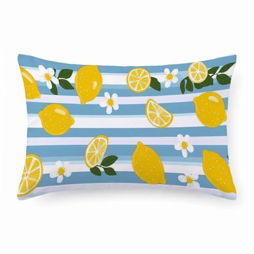 Coussin décoratif haut de gamme 40x80 imperméable imprimé citron double face - 2