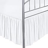 Queen Size, White Solid - Ruffled Bed Skirt with Split Corner- 21 Inch Drop of Bed Skirt - 100% Poly Cotton, 400 Thread Count- Dust Ruffled Bed Skirt, Easy to fit on Bed.