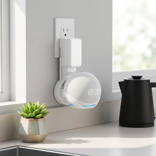 Image of ZORBES Wall Adapter Holder for Echo Dot 4th Gen /Echo Dot 5th Gen Smart Speaker. Echo Dot Accessories Built-in Plug Cable Management with Stand for Echo Dot Speakers, Smart Speaker Stand(Holder Only)
