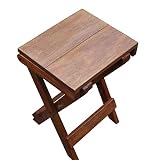 Green Breeze Imports Folding Gmelina Wood-Top Folding Stool/Table Mahogany Color