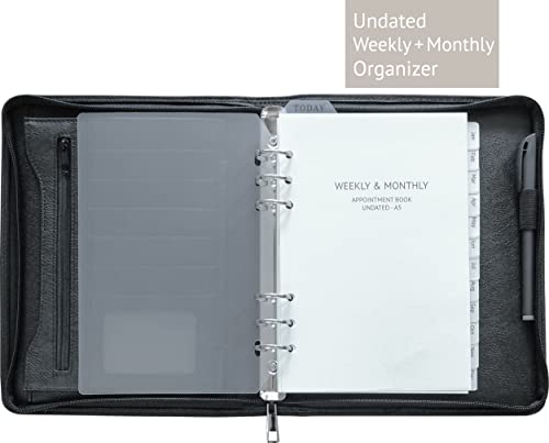 Fan&Ran Zippered Planner Organizer, Undated Starter Set Simulated Leather Cover, A5, Black #TOP2