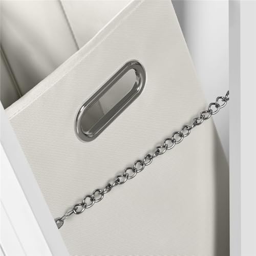 Miniatura 8 de Yaheetech Armario De De Baño Alto Mueble Auxiliar De Baño 45x30x180 Cm Armario Estrecho Con 1 Armario Cerrado De 3 Estantes Ajustables 1 Cajón Y 1 Cesta De Lavandería Blanco
