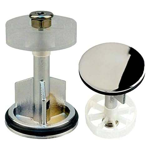 ADL 40mm Chrome Basin Plug - Universal Replacemnt Drain Plug Modern Push Button Stainless Steel Click Clack Sprung Plug with Overflow - Easy Pop Up Basin Plug for Bathroom, Kitchen Basin Sink Waste Cover