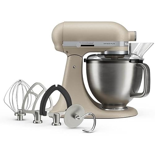 Image of KitchenAid Artisan Plus 4.7L Tilt-Head Stand Mixer, Stainless Steel Bowl, 10 Speeds, Dough Hook, Flat Beater & Wire Whisk Included, Oat