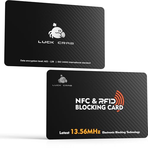 Luckcrab RFID Blocking Cards 2 Pack – Slim SafeCard NFC Wallet Protector for Contactless Credit/Debit Cards & Passports – Anti-Theft RFID Shield for Identity & Data Protection