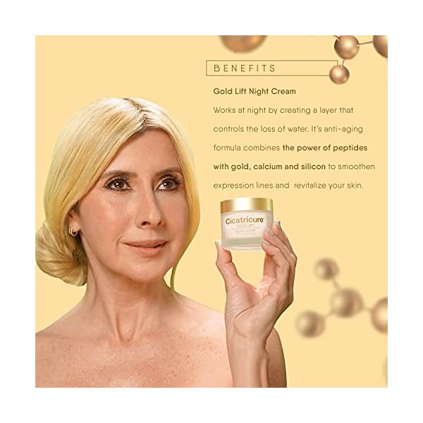 CICATRICURE-Gold-Lift-Night-Cream-17-Ounce Cicatricure Gold Lift Night Cream, Anti Aging Facial Moisturizer, Hydrating Skin Care with Gold, Calcium & Silicon to Lift and Tighten Face Contour Overnight, 1.7 Ounce