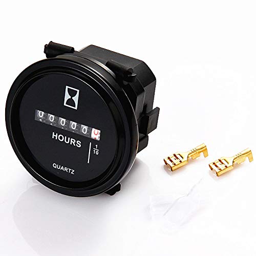 Searon Round Hour Meter Quartz Mechanical 110V 120V 220V Volt for Boat Auto ATV UTV Snowmobile Lawn Tractors Generators