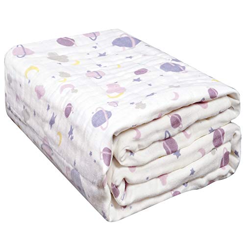 Viviland Manta de muselina para bebés de 6 capas, 120 x 120 cm. Colcha de algodón 100% para niños pequeños, toallas de baño para niños y niñas
