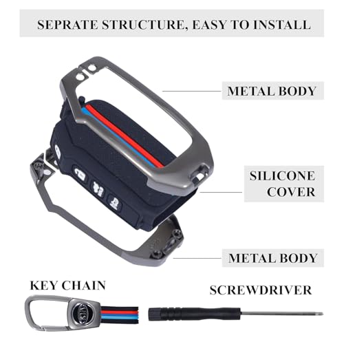 Image of Metal Key Cover Compatible with Kia Seltos 2024 2023 Facelift HTX | Carens X Line | Sonet Facelift 4 Button Smart Key