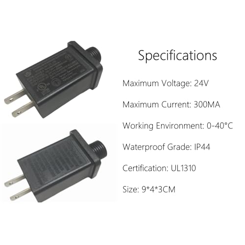 Image of LED Transformer Replacement, Class 2 Power Supply IP44 Waterproof for Christmas Tree LED Fairy Lights, Low Voltage LED Transformer Replacement for Yard Inflatable Decorations (24V 0.3A)
