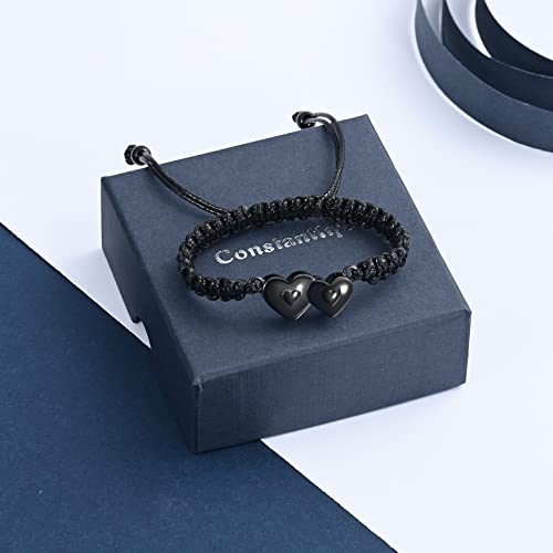 constantlife Double Heart Cremation Bracelet for Ashes for Women Stainless Steel Pendant Urn Memorial Jewelry Loved Ones Human Pet Funeral Keepsake Gift (Black Color) by constantlife - Used condition - Image 3