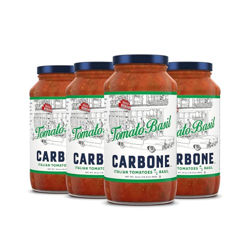 Image of Carbone Tomato Basil Pasta Sauce, Italian Tomato Sauce, 4 Pack (24oz) | Italian Tomato Sauce, Fresh & All-Natural Ingredients, Vegan, Non-GMO, Gluten Free, Low Carb, No Added Sugar or Preservatives