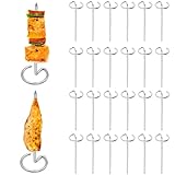 Brochetas Brocheta de barbacoa vertical de acero inoxidable, 24 piezas de metal reutilizable redondas pequeños accesorios cortos de barbacoa cortos para asar acampar para hornear.