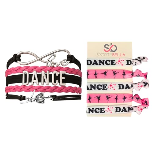 Infinity Collection Dance Gift Set- Dance Bracelet and Dance Hair Ties, Dance Jewelry for Dance Recitals