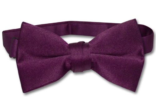 Vesuvio Napoli BOY'S BOWTIE Solid EGGPLANT PURPLE Color Youth Bow Tie