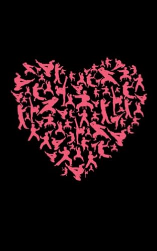 Martial Arts Karate Journal Notebook: Pink Heart Silhouette DIY Blank Lined Workout Note Book for Kids, Students, or Teachers